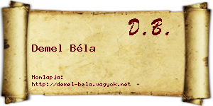 Demel Béla névjegykártya